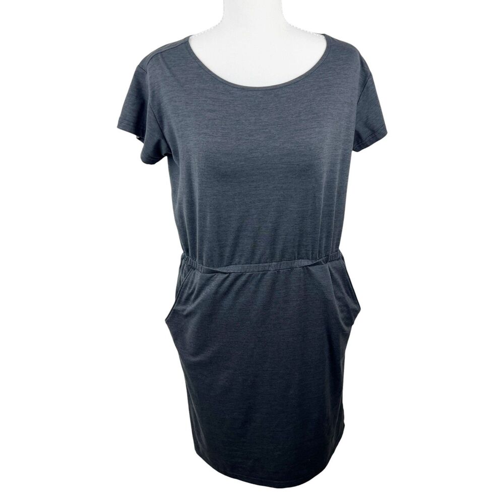 Columbia Dress Women Small Grey Short Sleeve Stretch Active Mini Shirt Dress